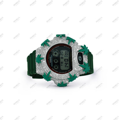 Moissanite Diamond G- Shock Watch Leaves Edition Diamlux