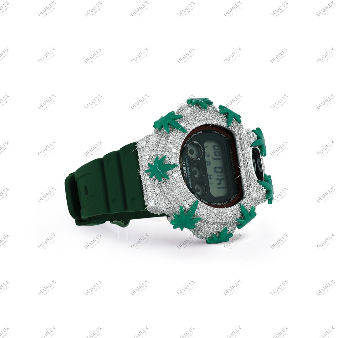 Moissanite Diamond G- Shock Watch Leaves Edition Diamlux