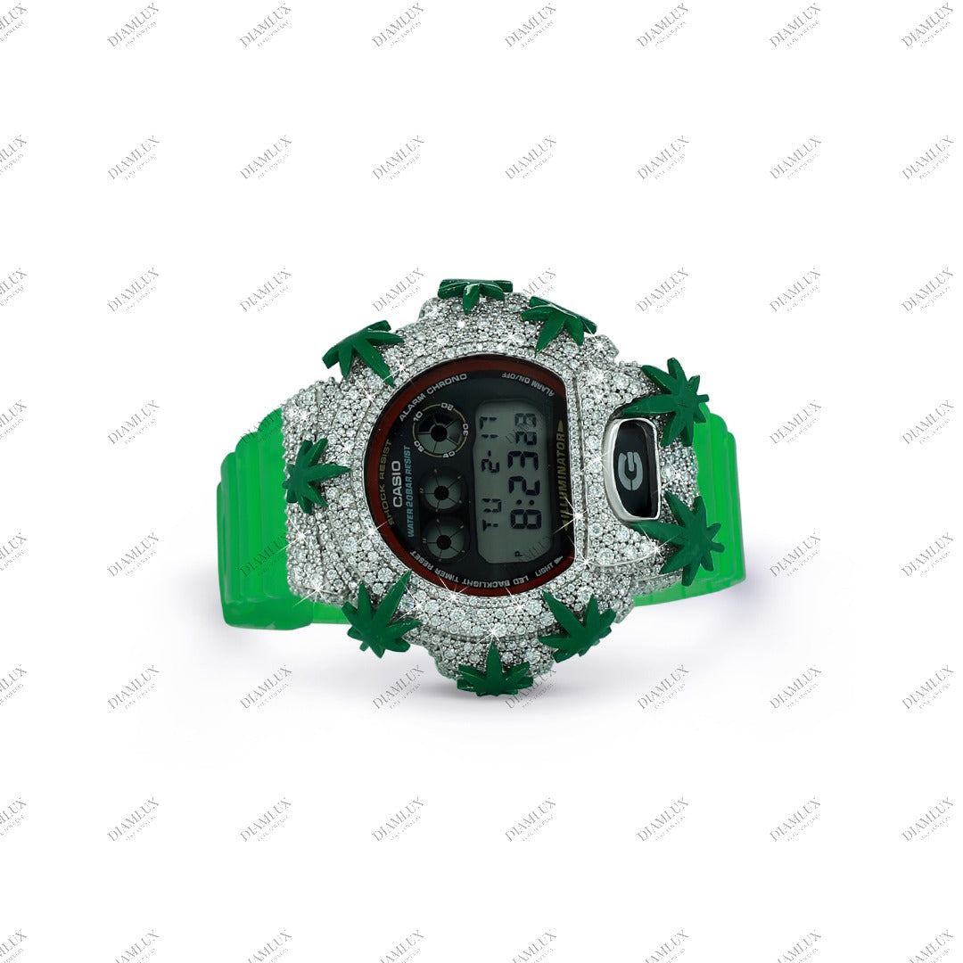 Moissanite Diamond G- Shock  Watch with Leaves Edition Diamlux