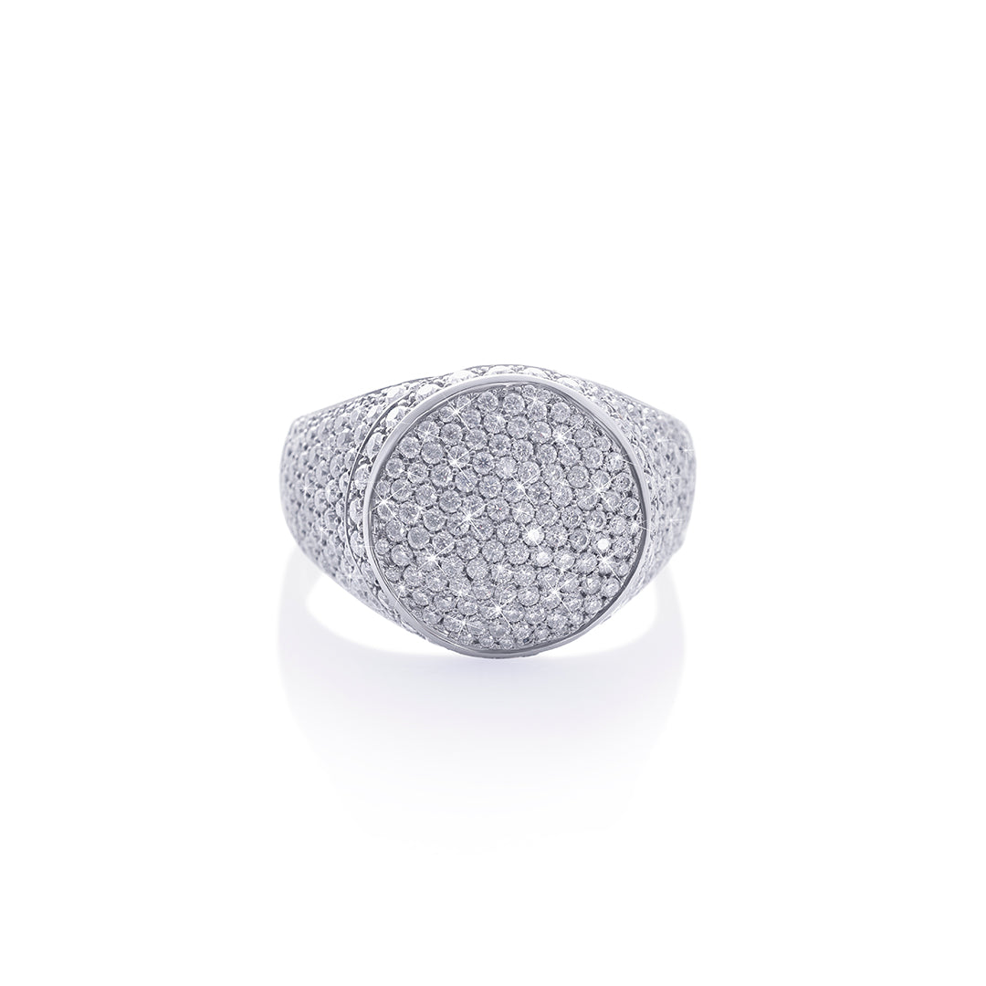 Classic Iced Circle Ring in White Gold Finish Diamlux
