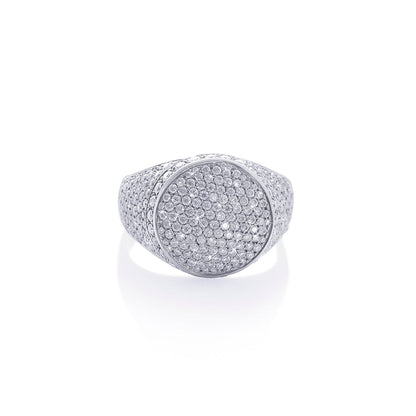 Classic Iced Circle Ring in White Gold Finish Diamlux