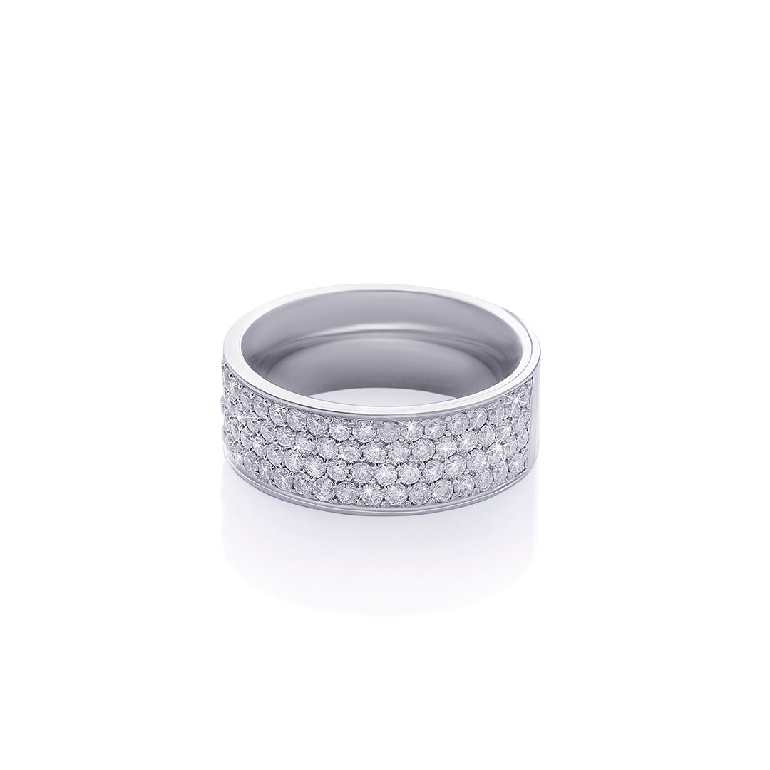 Wide Band Minimalist Ring with Diamond Accent Panel Diamlux