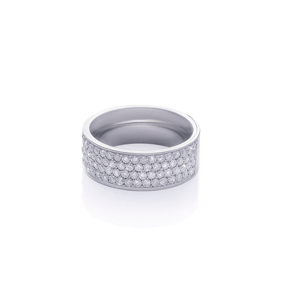 Wide Band Minimalist Ring with Diamond Accent Panel Diamlux