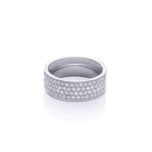 Wide Band Minimalist Ring with Diamond Accent Panel Diamlux