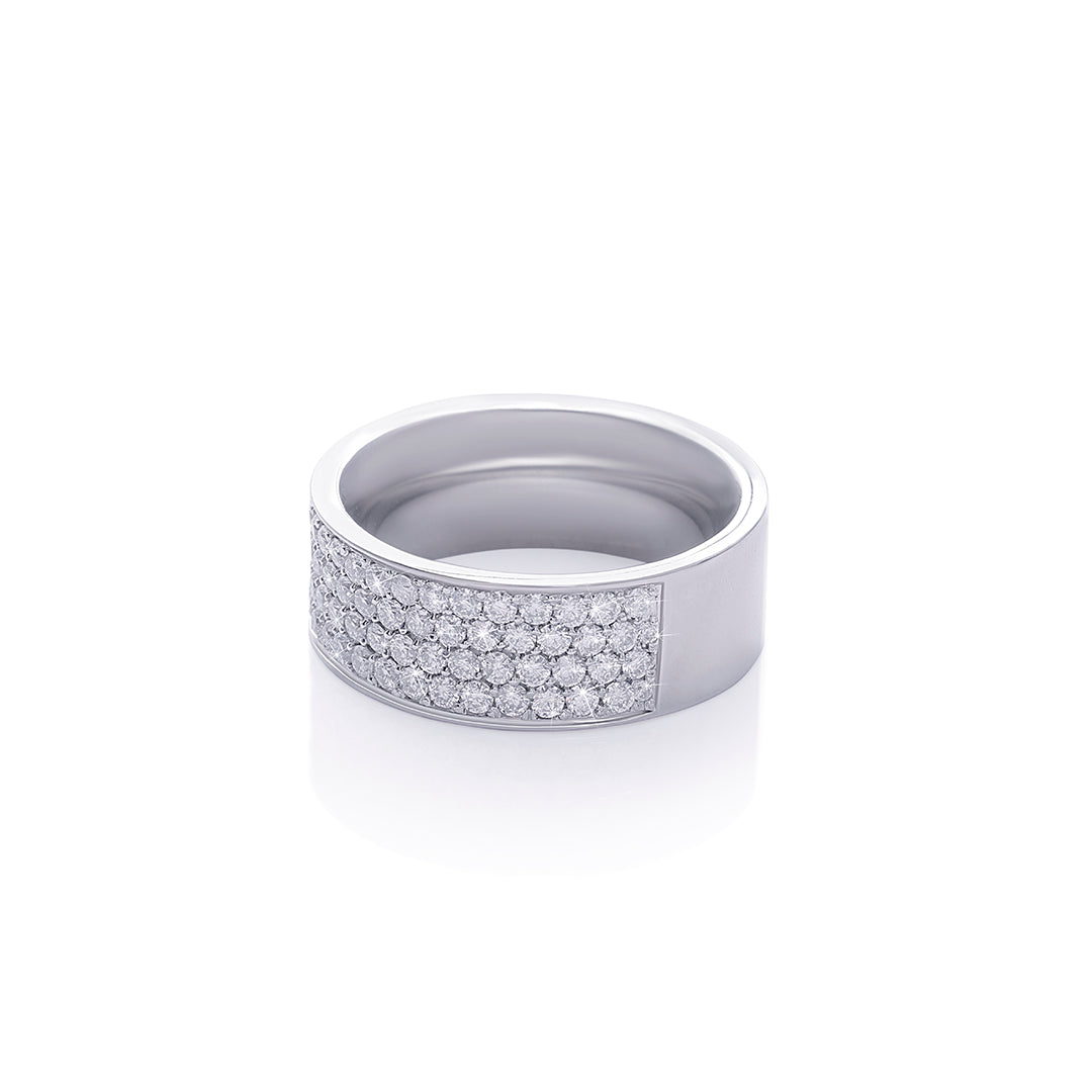 Wide Band Minimalist Ring with Diamond Accent Panel Diamlux