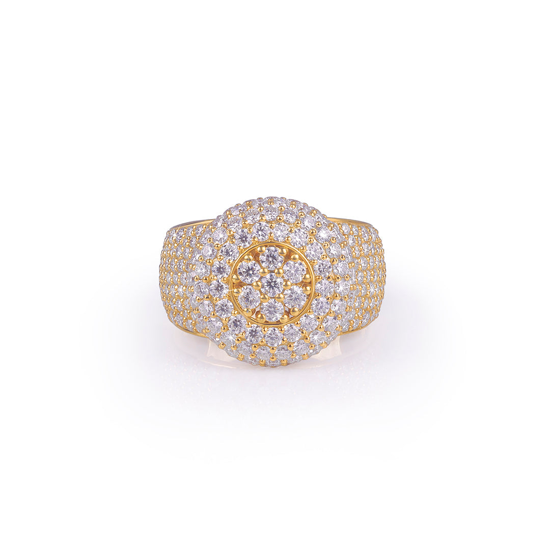 Gold Iced-Out Round Cluster Ring for Men & Women Diamlux