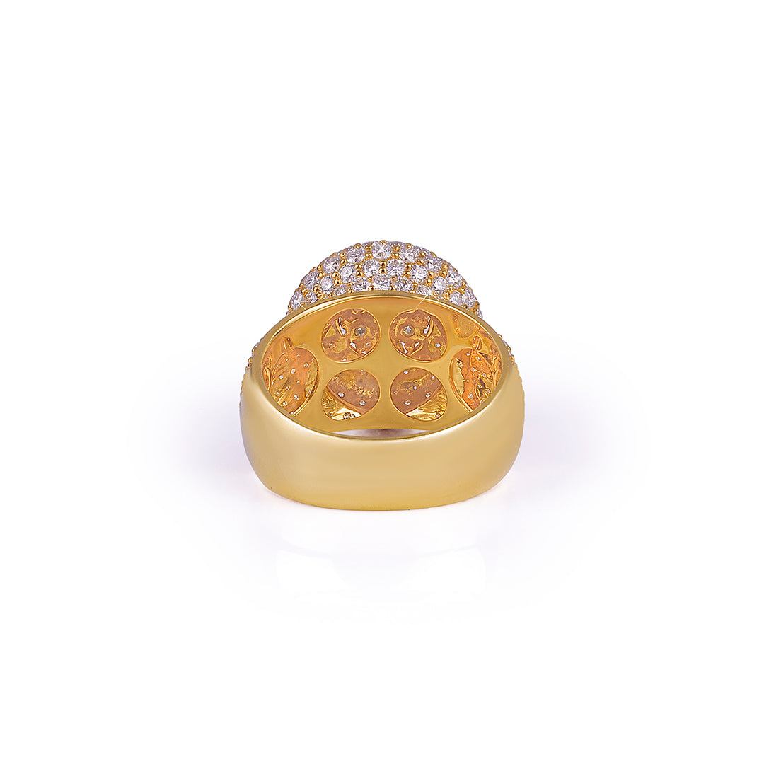 Gold Iced-Out Round Cluster Ring for Men & Women Diamlux