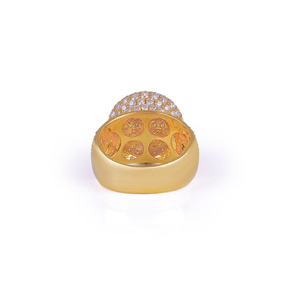 Gold Iced-Out Round Cluster Ring for Men & Women Diamlux