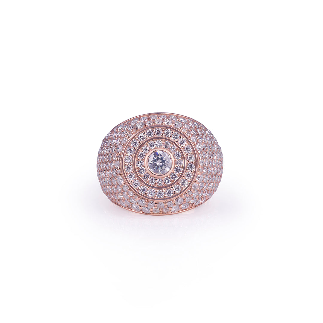Elegant Rose Gold Dome Ring with Center Stone Highlight Diamlux