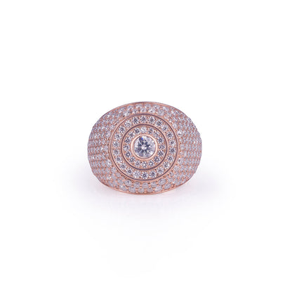 Elegant Rose Gold Dome Ring with Center Stone Highlight Diamlux