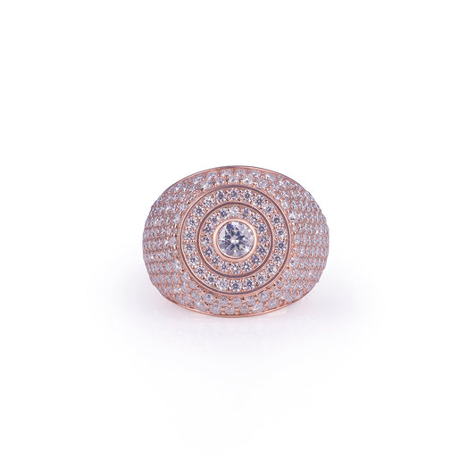 Elegant Rose Gold Dome Ring with Center Stone Highlight Diamlux