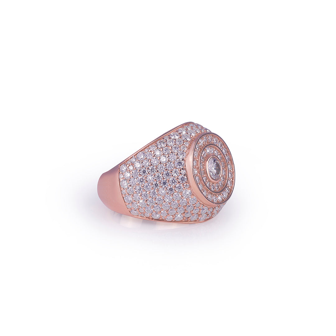 Elegant Rose Gold Dome Ring with Center Stone Highlight Diamlux