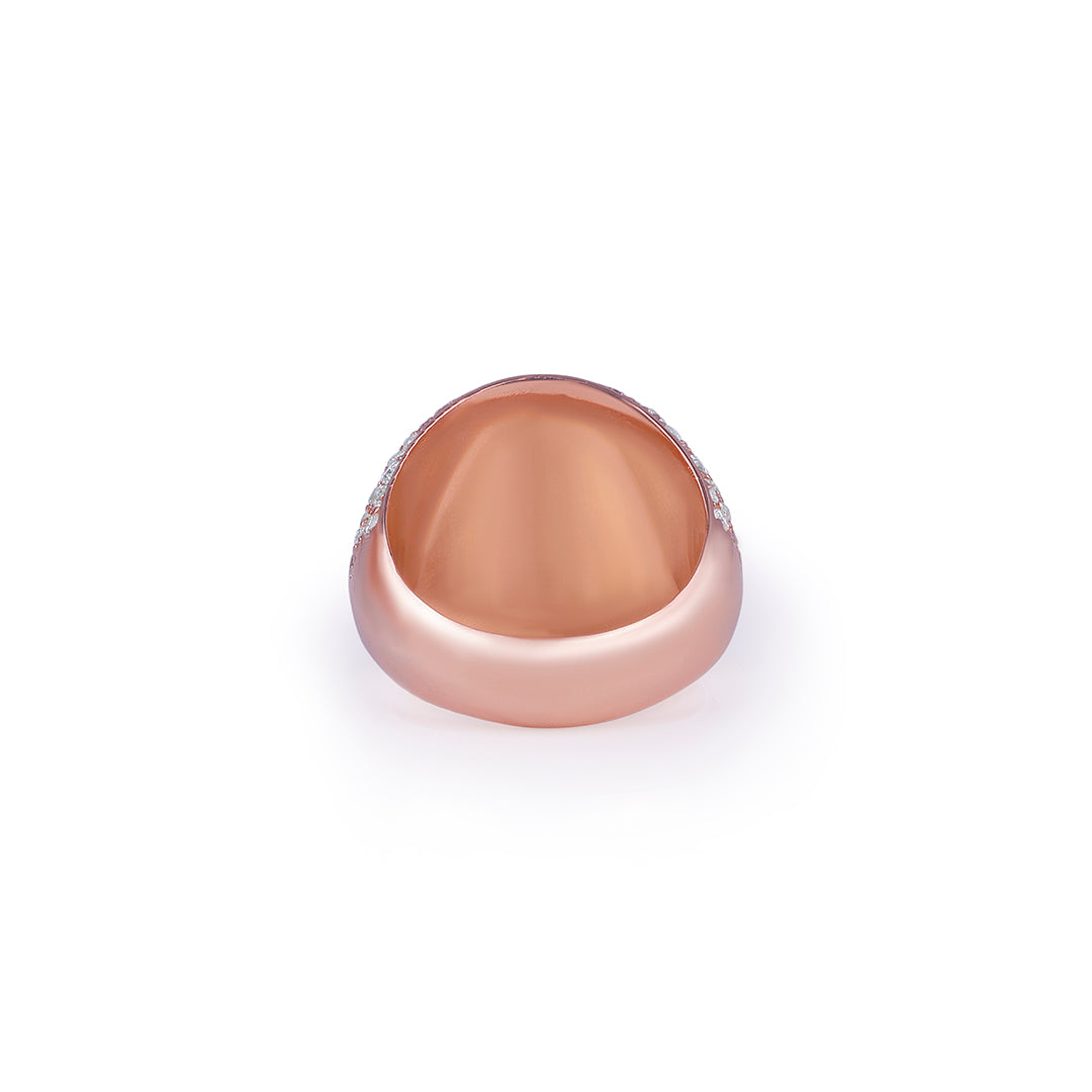 Elegant Rose Gold Dome Ring with Center Stone Highlight Diamlux