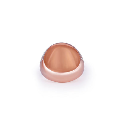 Elegant Rose Gold Dome Ring with Center Stone Highlight Diamlux