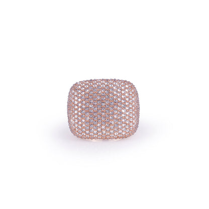Full Iced Rose Gold Cushion Ring Diamlux