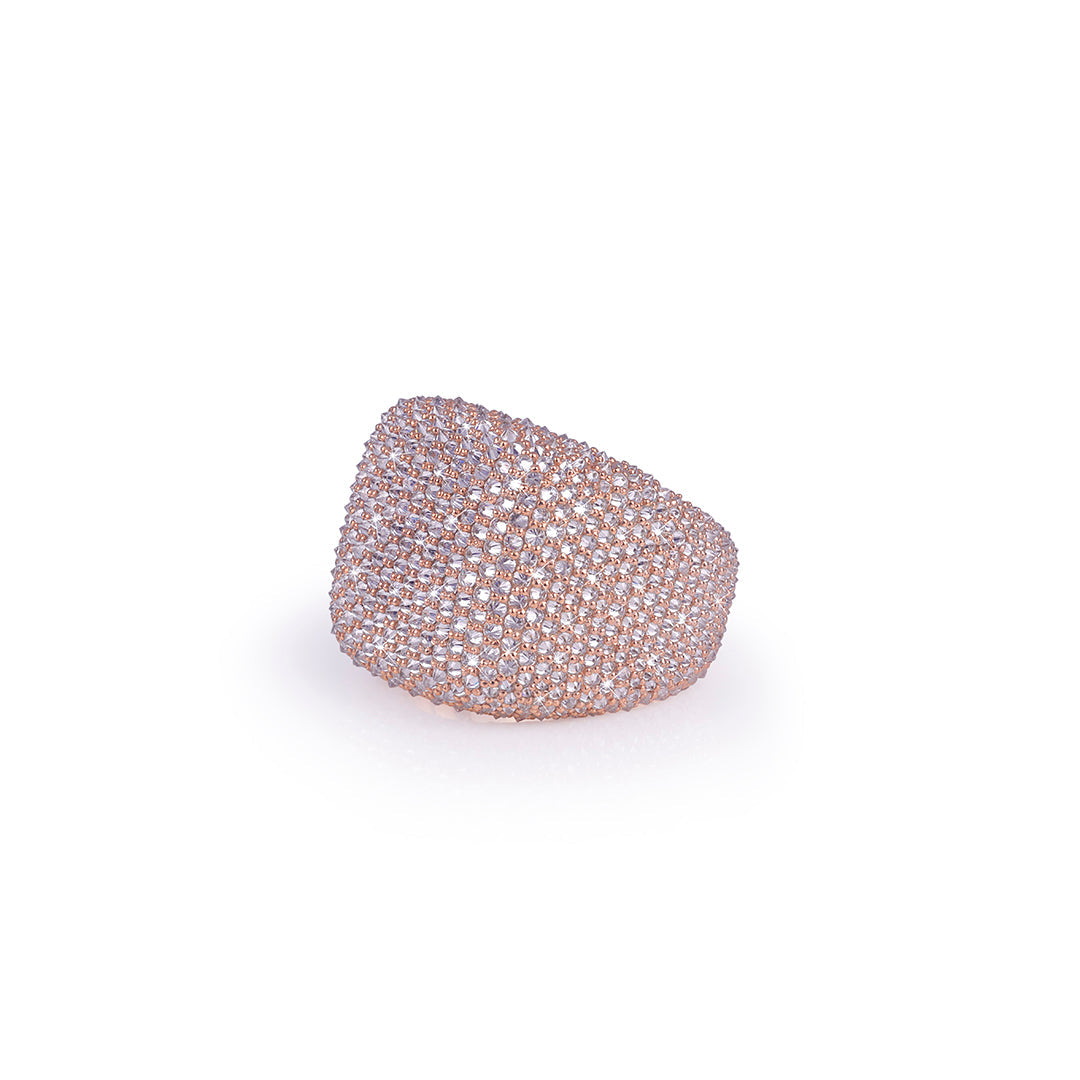 Full Iced Rose Gold Cushion Ring Diamlux