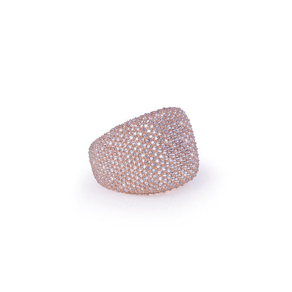 Full Iced Rose Gold Cushion Ring Diamlux