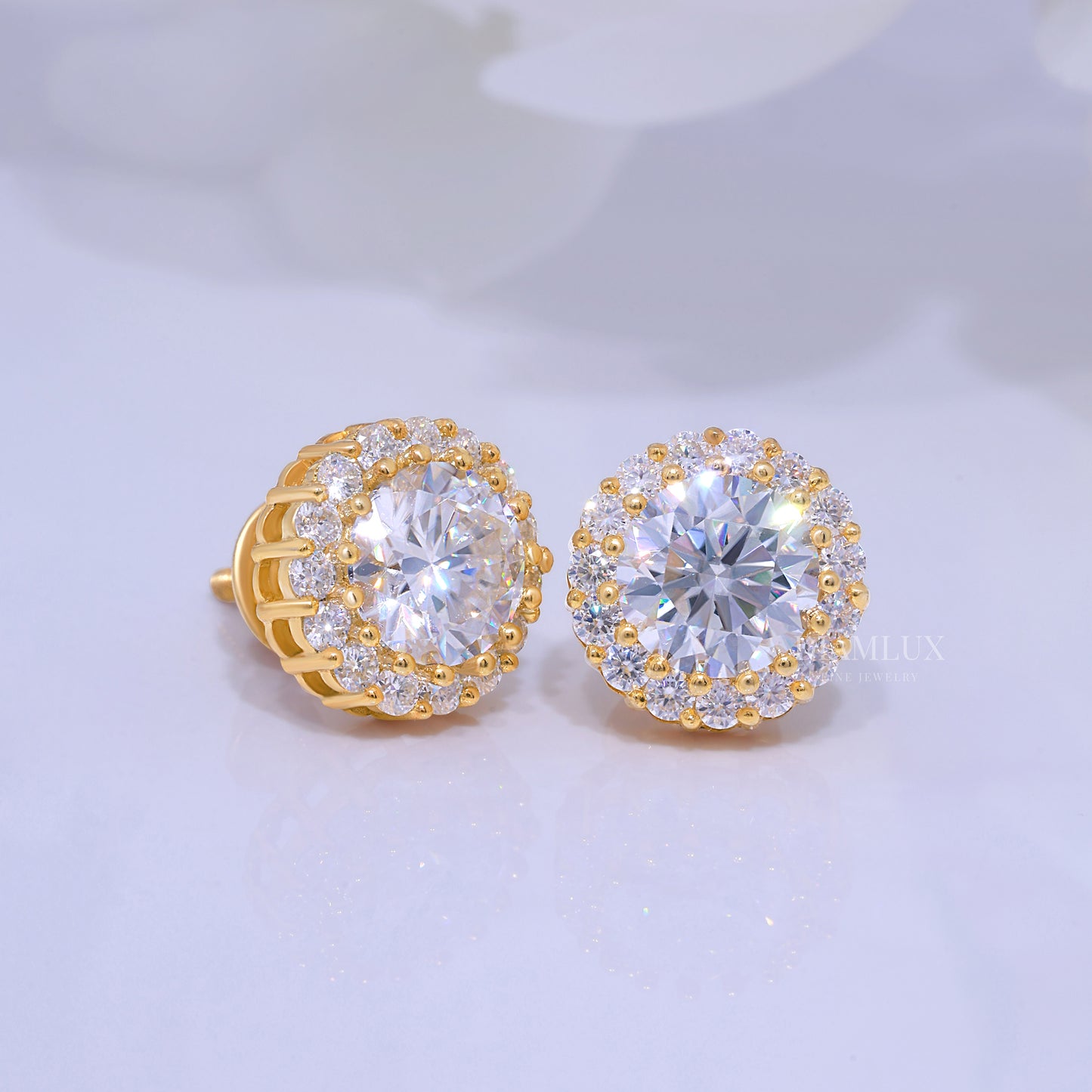 Yellow Gold (Plated) 925 silver with moissanite diamonds Diamlux Fine Jewelry