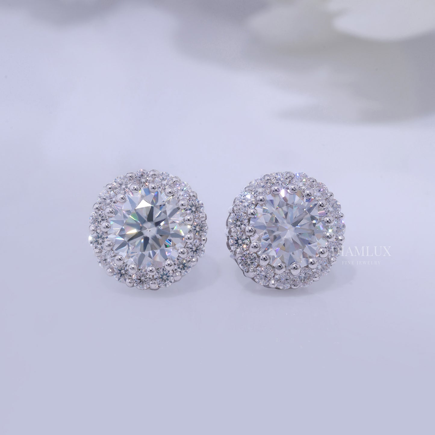 Earring - White Gold Plated 925 silver with moissanite diamond Diamlux Fine Jewelry
