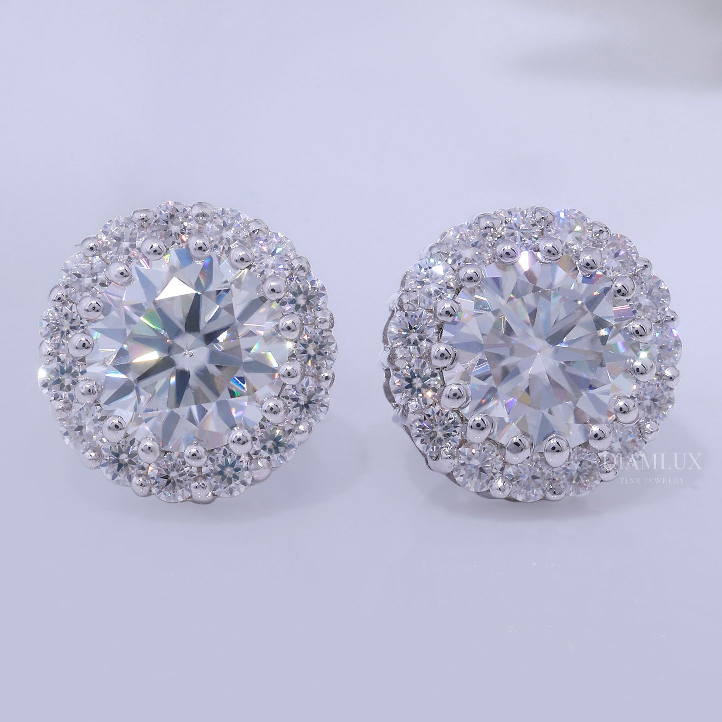 Earring - White Gold Plated 925 silver with moissanite diamond Diamlux Fine Jewelry