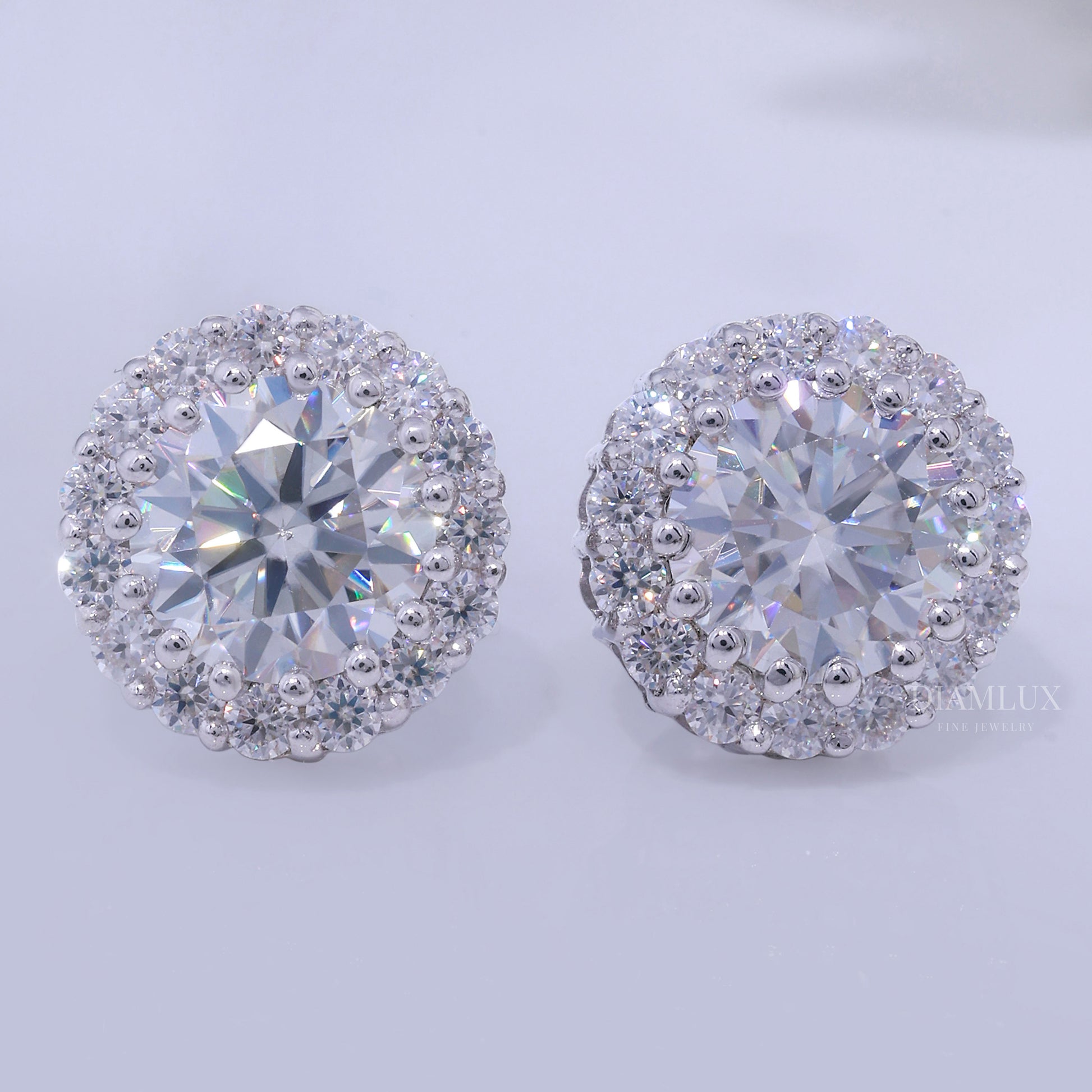 Earring - White Gold Plated 925 silver with moissanite diamond Diamlux Fine Jewelry