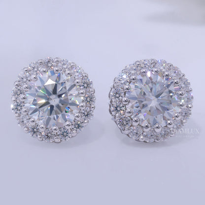 Earring - White Gold Plated 925 silver with moissanite diamond Diamlux Fine Jewelry