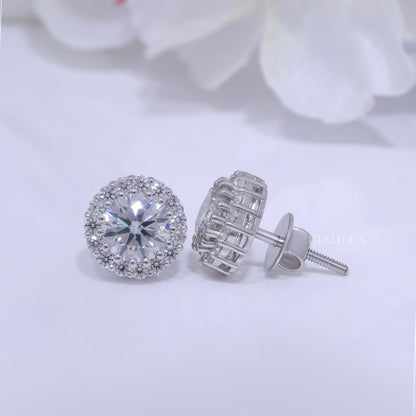 Earring - White Gold Plated 925 silver with moissanite diamond Diamlux Fine Jewelry