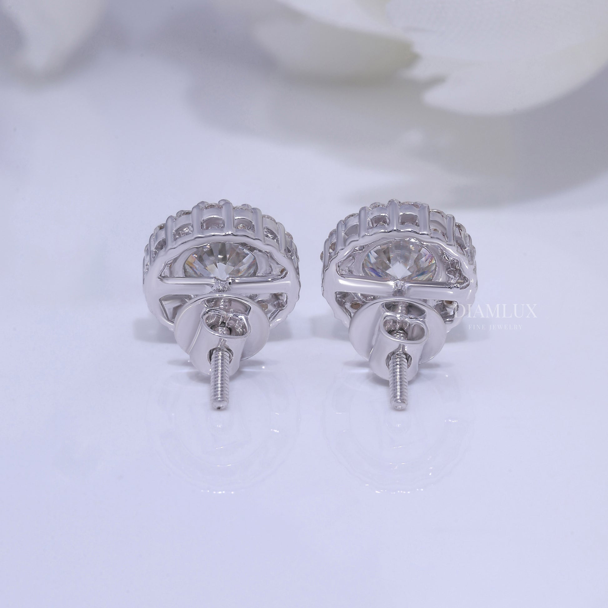 Earring - White Gold Plated 925 silver with moissanite diamond Diamlux Fine Jewelry