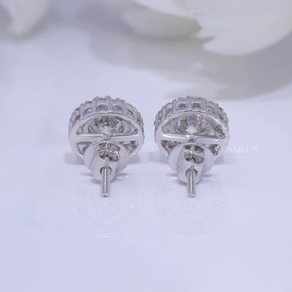 Earring - White Gold Plated 925 silver with moissanite diamond Diamlux Fine Jewelry