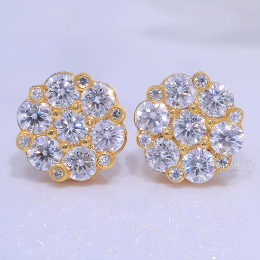 Fully Iced-out 925 silver with moissanite diamond earring Diamlux Fine Jewelry