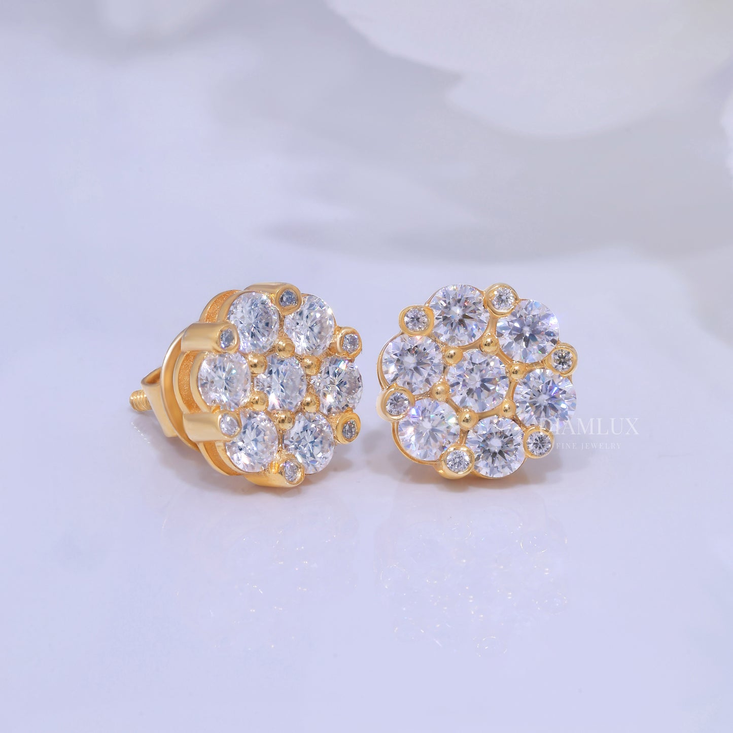 Fully Iced-out 925 silver with moissanite diamond earring Diamlux Fine Jewelry