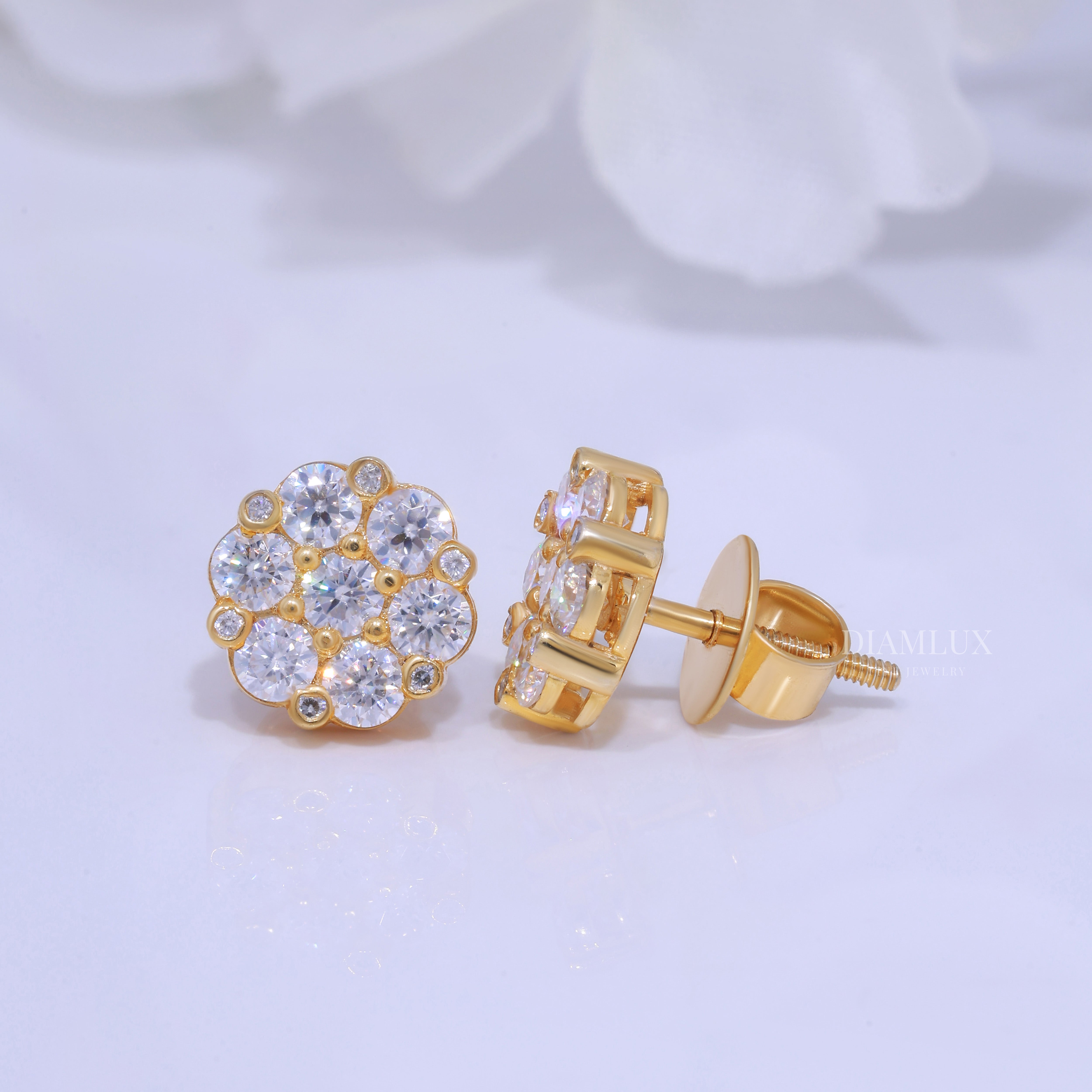 Fully Iced-out 925 silver with moissanite diamond earring Diamlux Fine Jewelry