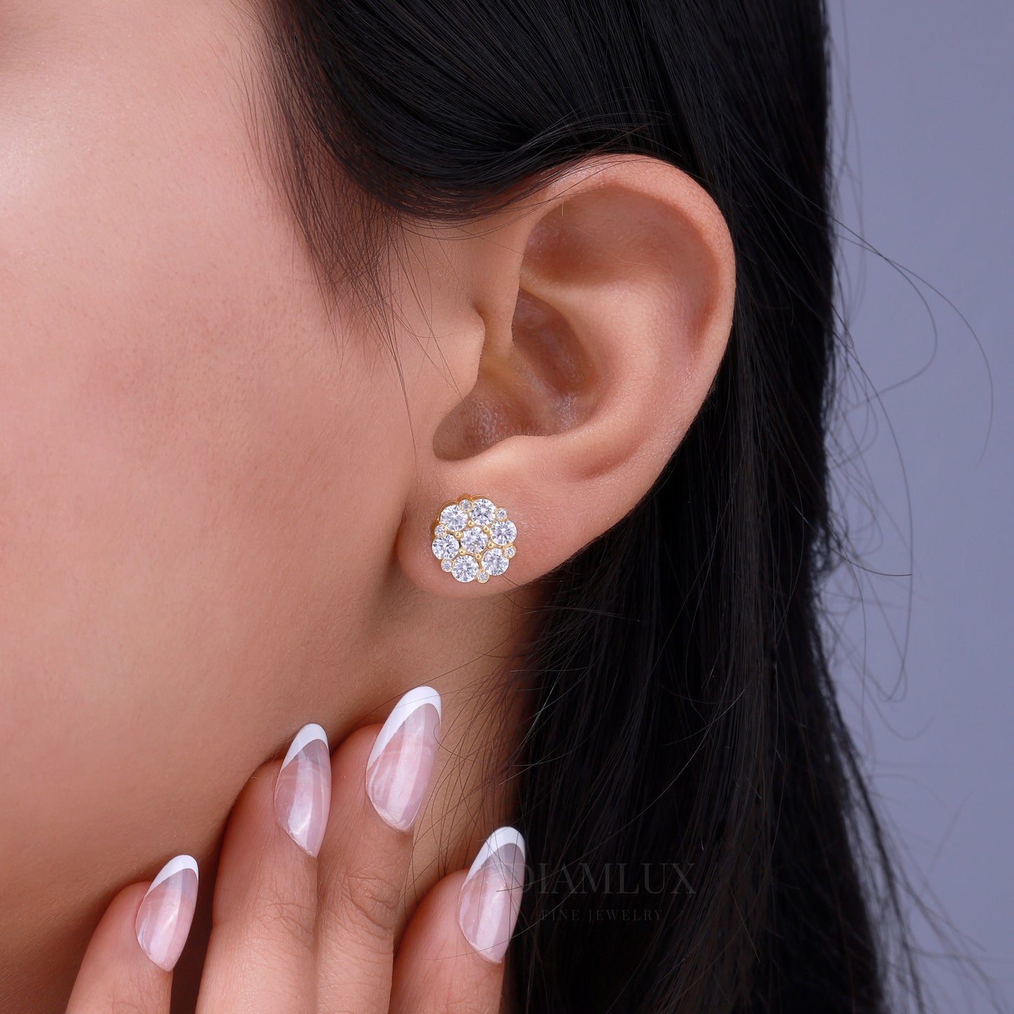 Fully Iced-out 925 silver with moissanite diamond earring Diamlux Fine Jewelry