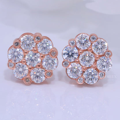 Rose Gold 925 silver with moissanite diamond earrings Diamlux Fine Jewelry