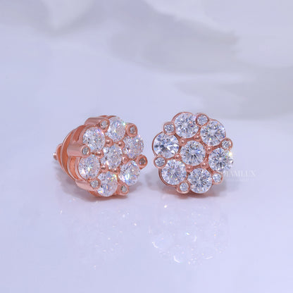 Rose Gold 925 silver with moissanite diamond earrings Diamlux Fine Jewelry