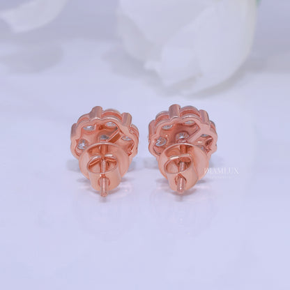 Rose Gold 925 silver with moissanite diamond earrings Diamlux Fine Jewelry