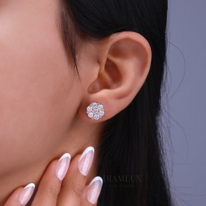 Rose Gold 925 silver with moissanite diamond earrings Diamlux Fine Jewelry