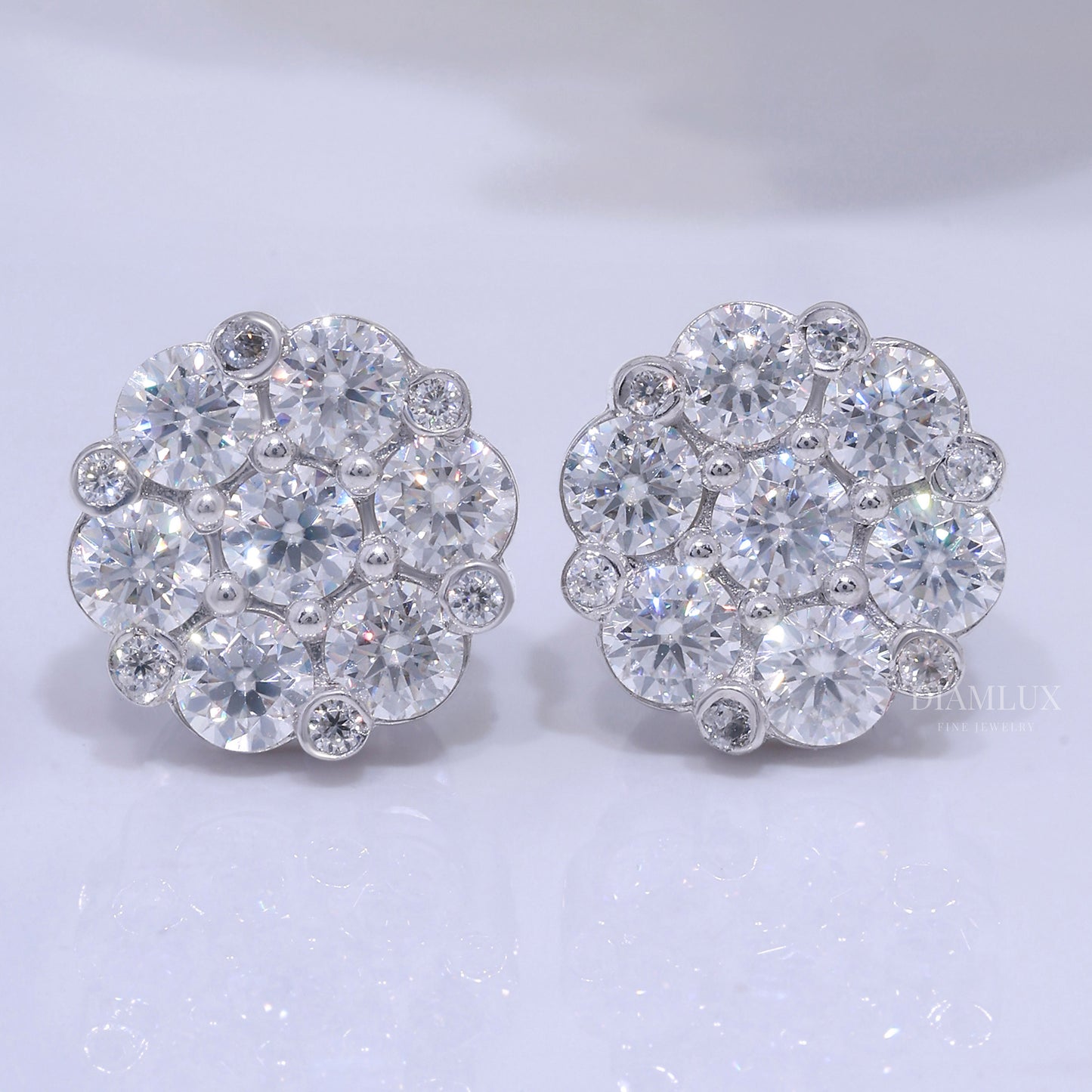 925 silver with moissanite diamond earrings white Gold Diamlux Fine Jewelry