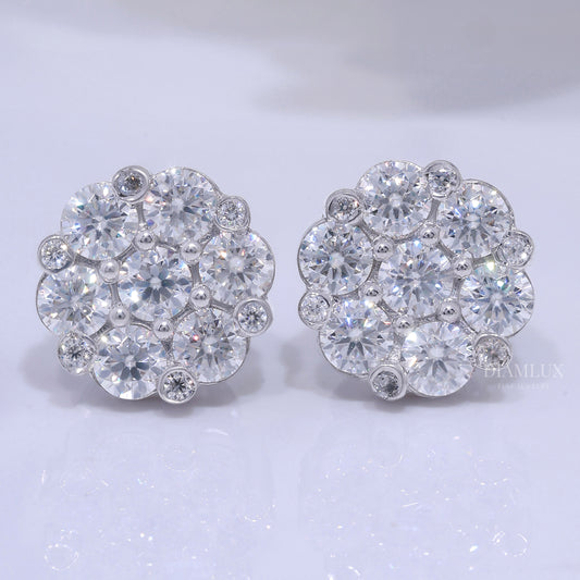 925 silver with moissanite diamond earrings white Gold Diamlux Fine Jewelry