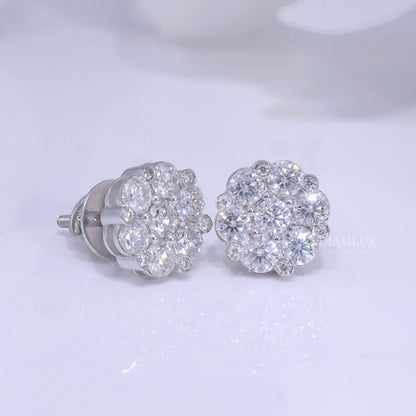 925 silver with moissanite diamond earrings white Gold Diamlux Fine Jewelry