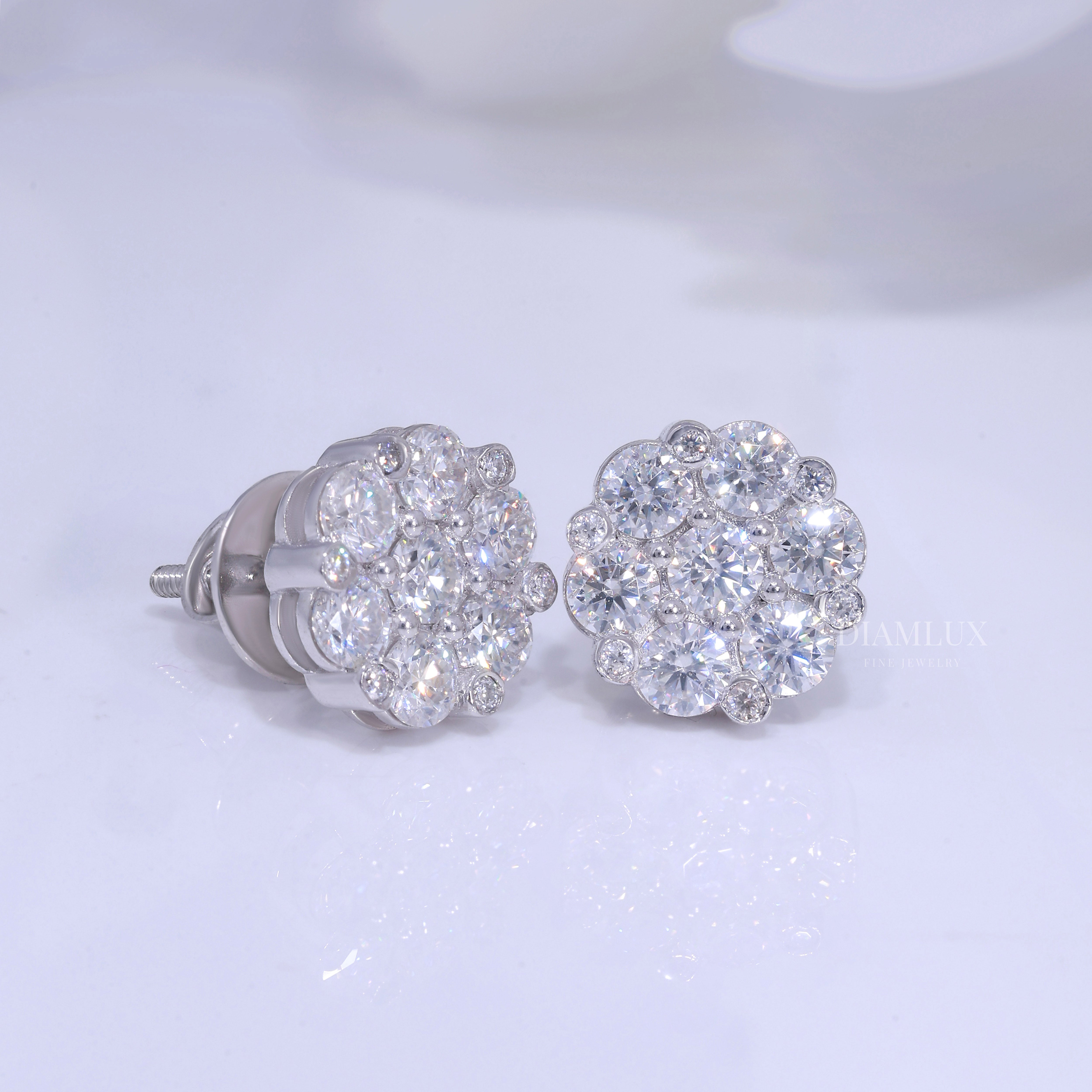 925 silver with moissanite diamond earrings white Gold Diamlux Fine Jewelry