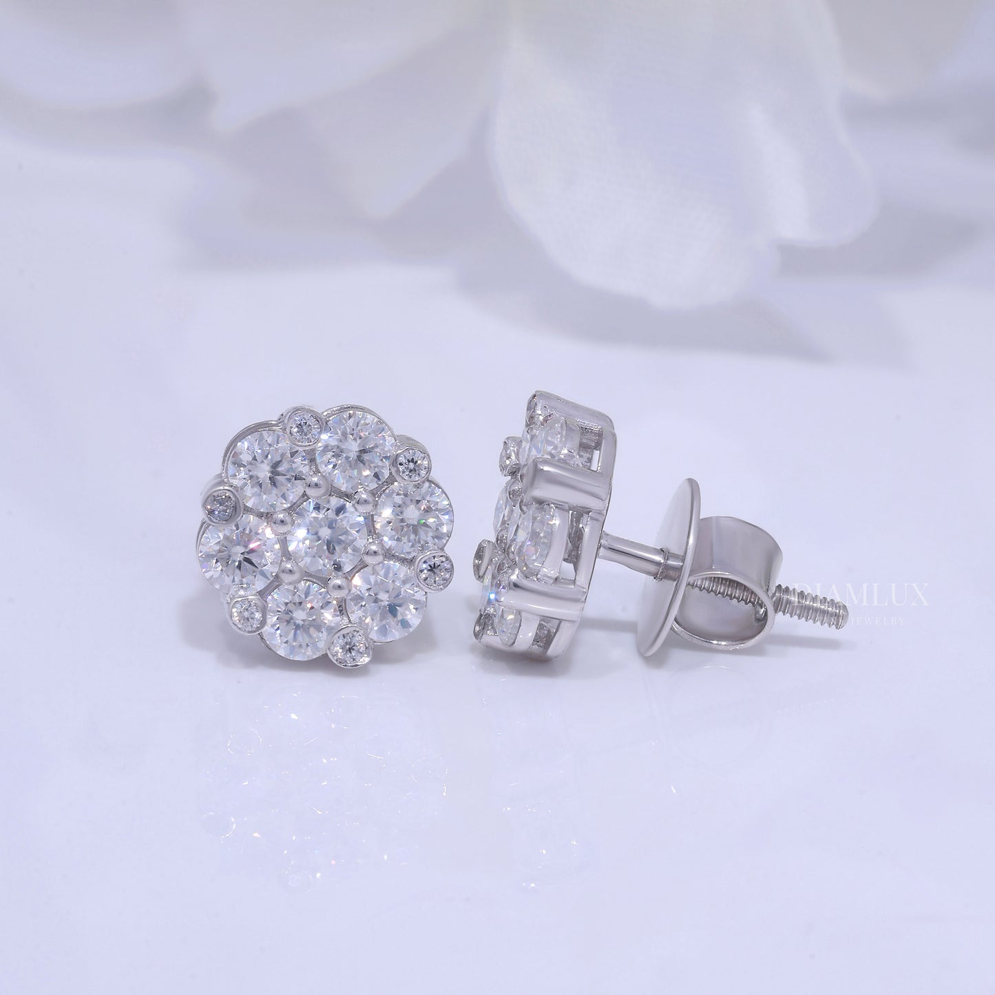 925 silver with moissanite diamond earrings white Gold Diamlux Fine Jewelry