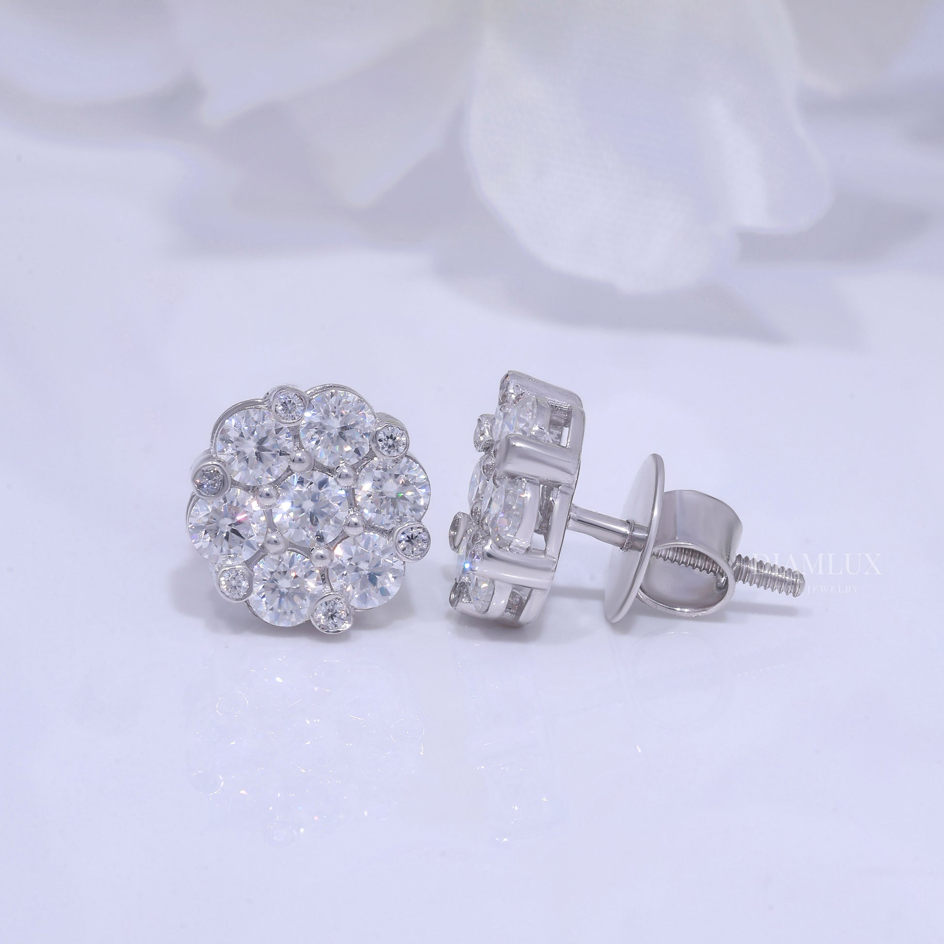925 silver with moissanite diamond earrings white Gold Diamlux Fine Jewelry