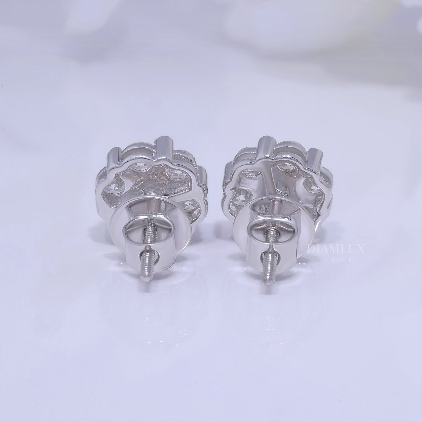 925 silver with moissanite diamond earrings white Gold Diamlux Fine Jewelry