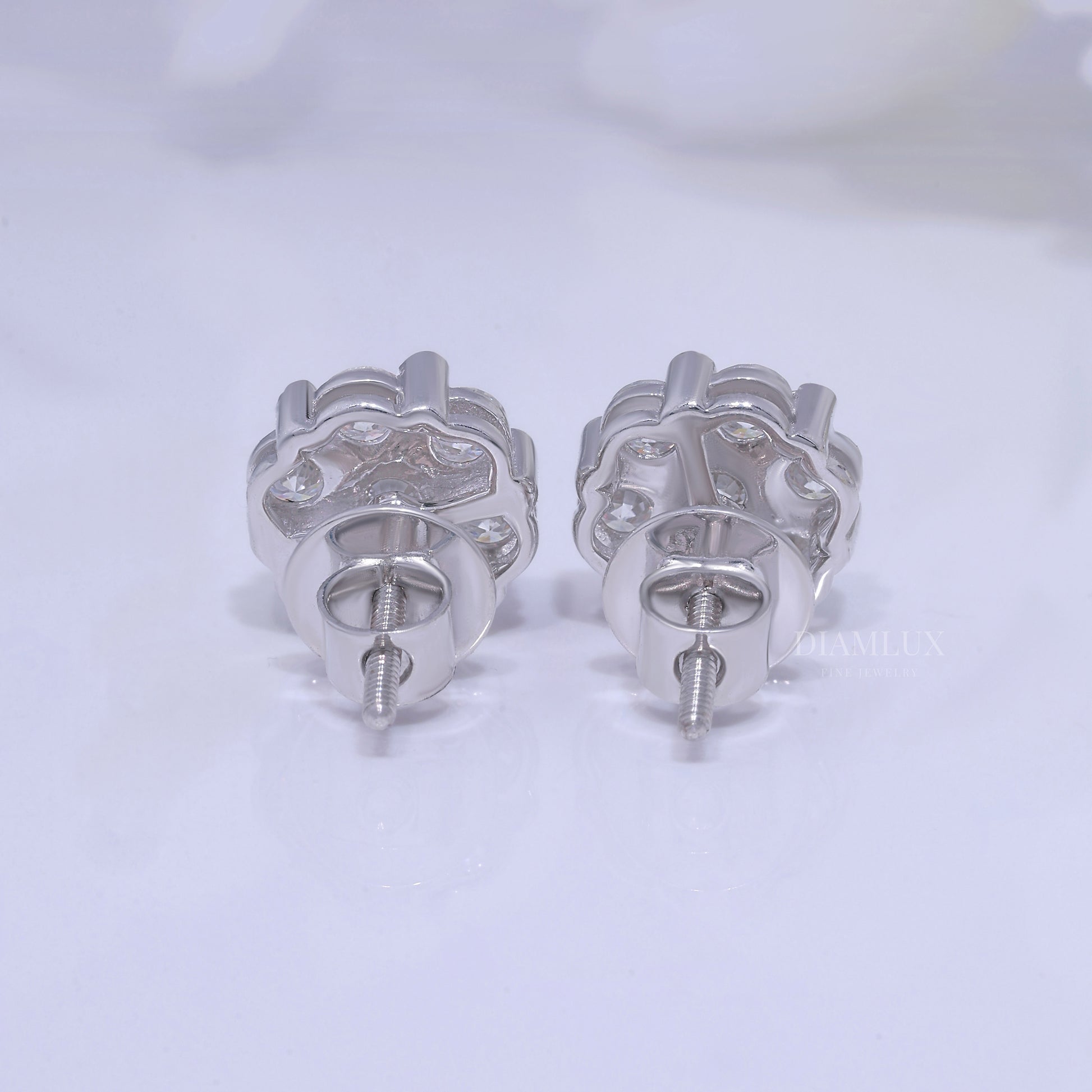 925 silver with moissanite diamond earrings white Gold Diamlux Fine Jewelry