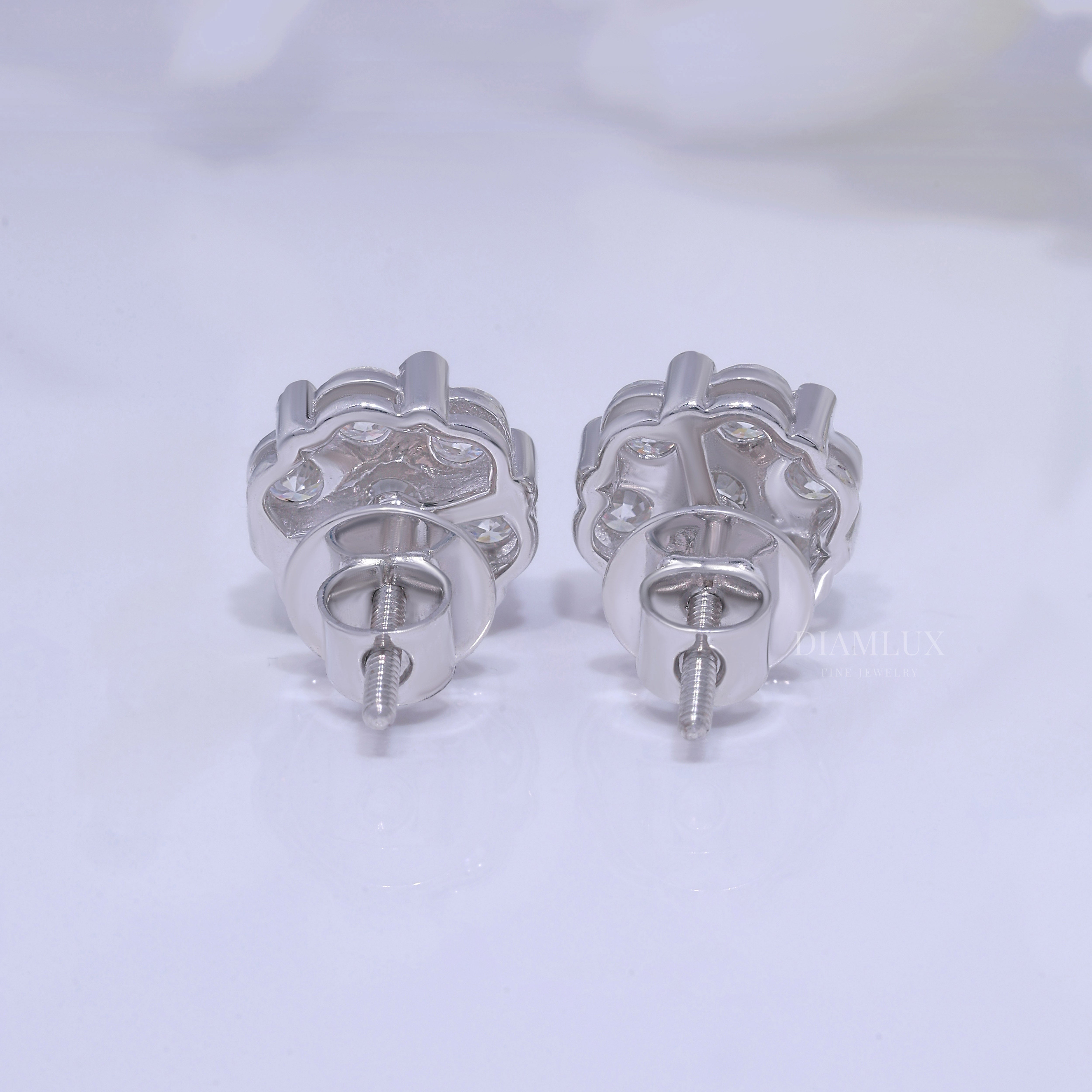 925 silver with moissanite diamond earrings white Gold Diamlux Fine Jewelry