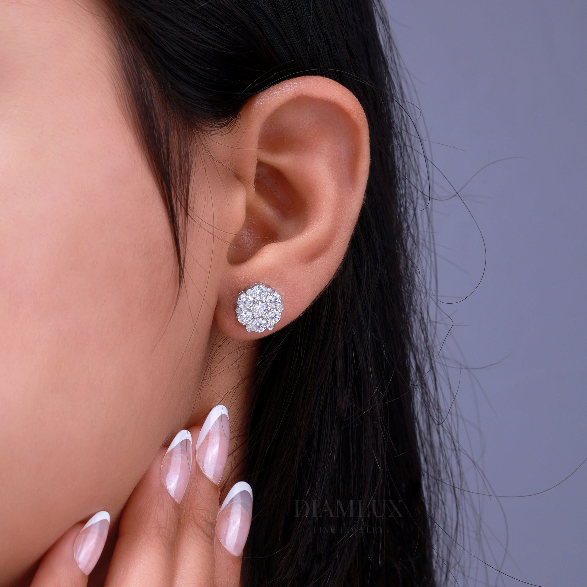 925 silver with moissanite diamond earrings white Gold Diamlux Fine Jewelry