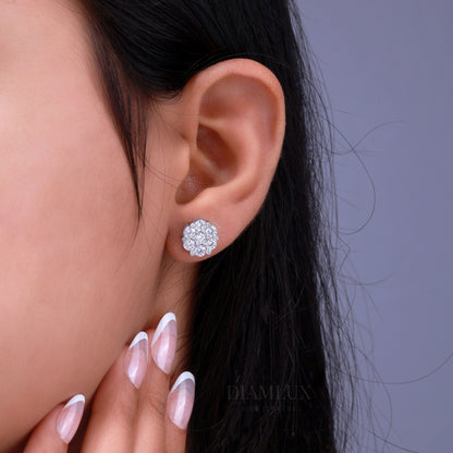 925 silver with moissanite diamond earrings white Gold Diamlux Fine Jewelry