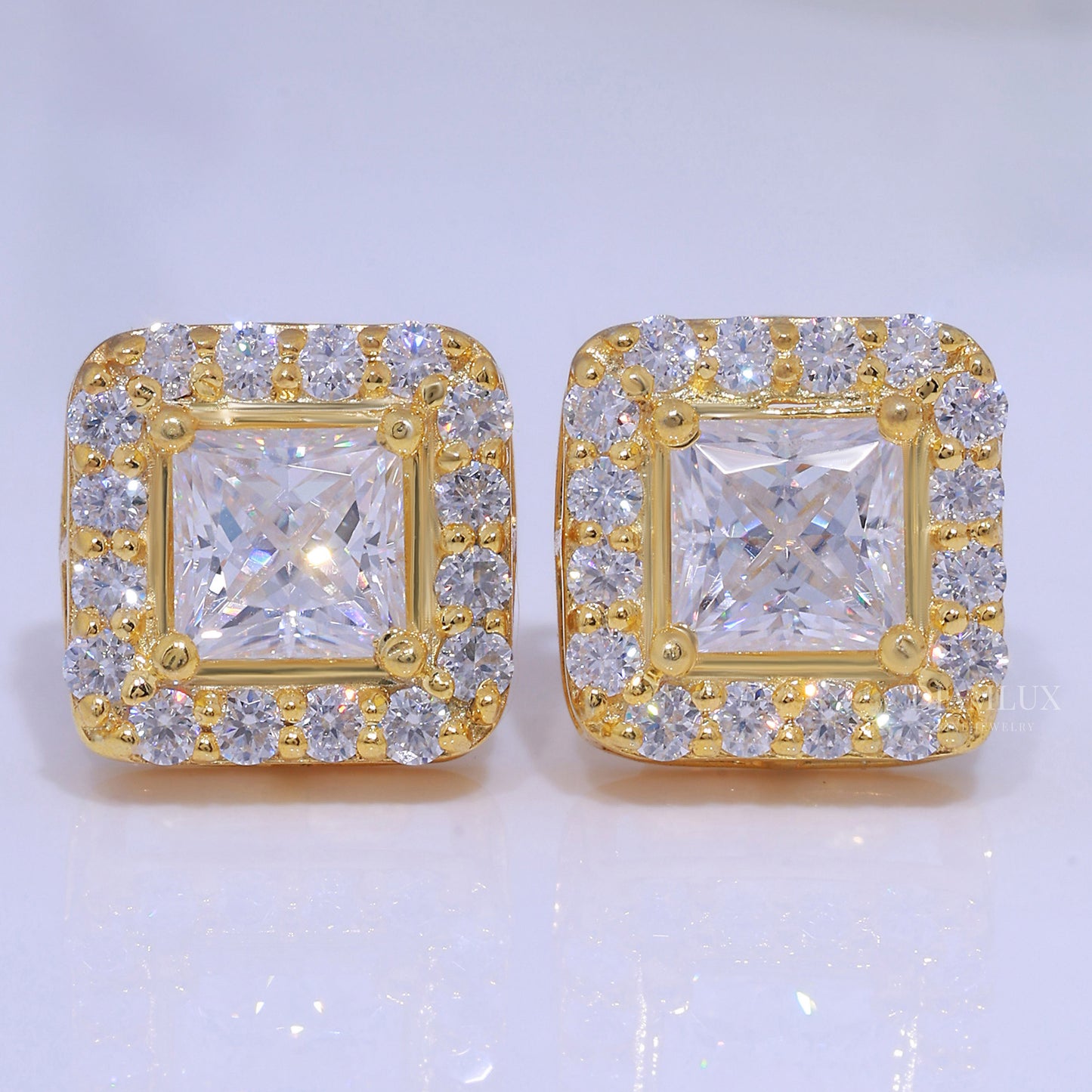 Yellow Gold (Plated) Earrings-925 silver with moissanite diamond Diamlux Fine Jewelry
