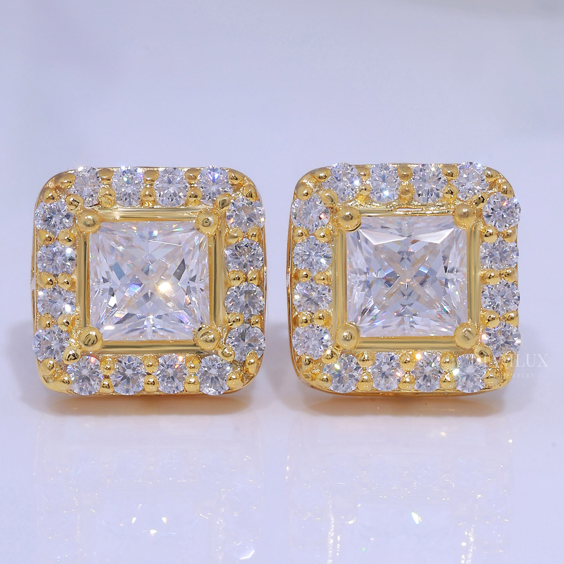 Yellow Gold (Plated) Earrings-925 silver with moissanite diamond Diamlux Fine Jewelry
